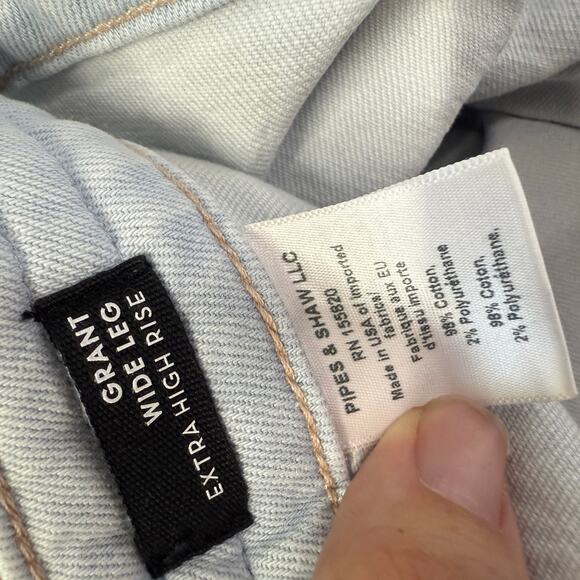 Veronia Beard Grant Extra High Rise Wide Leg Jeans Size 32 Braided Light Wash - Picture 5 of 6